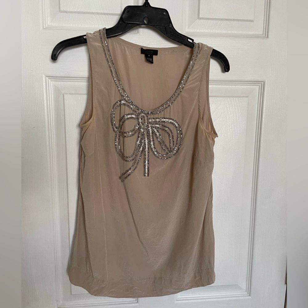 J Crew Embellished Silk Top